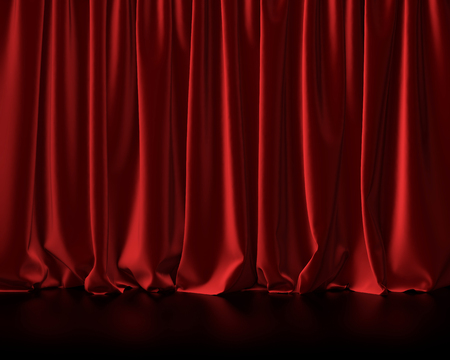 Red theatre entertainment event curtain. 3D Renderingの写真素材