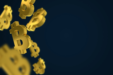 Bitcoin digital currency symbol concept. 3D Renderingの写真素材