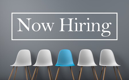Row of chairs with one odd one out. Job opportunity. Business leadership. recruitment concept. 3D renderingの写真素材