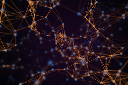 Abstract technology communication concept. Connecting lines and dots on a dark background