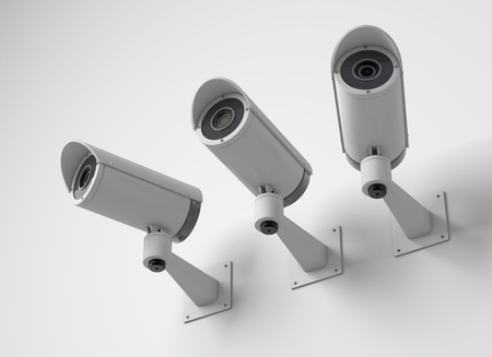 Surveillance CCTV security camera. 3D renderingの写真素材