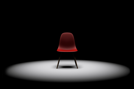 Red chair in a bright spotlight. Business leadership. recruitment concept. 3D renderingの写真素材