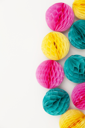 Bright party honeycomb pom pom decorationsの写真素材