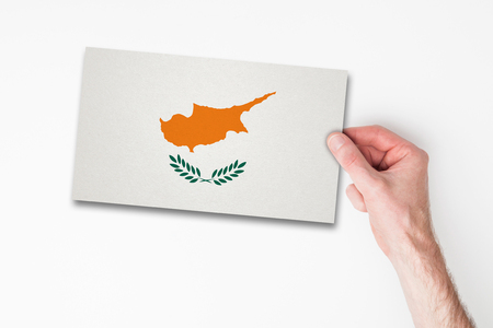 Male hand holding cyprus flagの写真素材