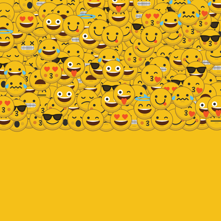 Set of emoji emoticon character faces backgroundのイラスト素材
