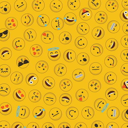Set of emoji emoticon character faces ibackgroundのイラスト素材