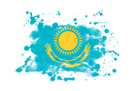 Kazakhstan flag grunge painted backgroundの写真素材