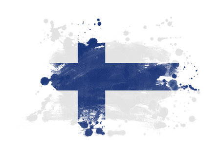 Finland flag grunge painted backgroundの写真素材