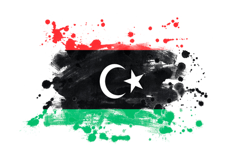 Libya flag grunge painted backgroundの写真素材