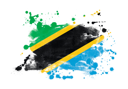 Tanzania flag grunge painted backgroundの写真素材