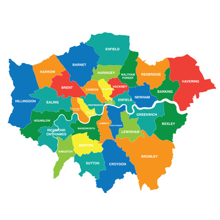 Greater London map showing all boroughsのイラスト素材