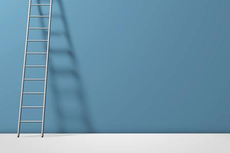 Step ladder against a wall. Growth, future, development concept. 3D Renderingの写真素材