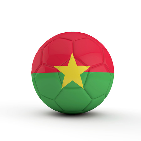 Burkina Faso flag soccer football against a plain white background. 3D Renderingの写真素材