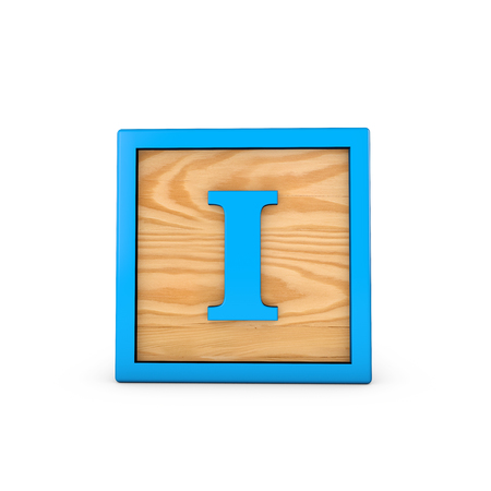 Letter I wodden childrens toy alphabet block. 3D Renderingの写真素材