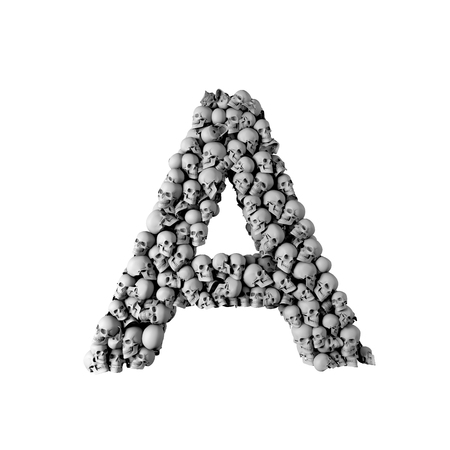 Skull font letter A. Letter made from lots of skulls. 3D Rendering の写真素材