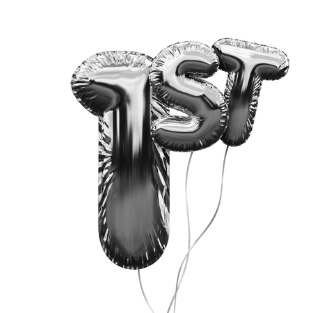 Gold number 1 foil birthday balloon isolated on white. Golden party celebration. 3D Renderingの写真素材