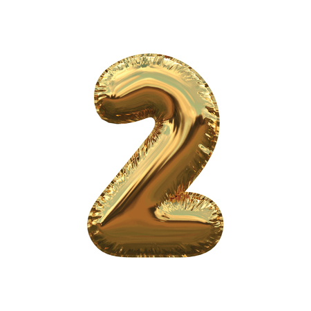Gold foil helium number 2 balloonの写真素材