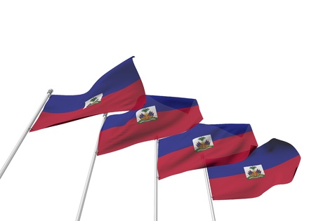 Haiti flags in a row with a white background. 3D Rendering