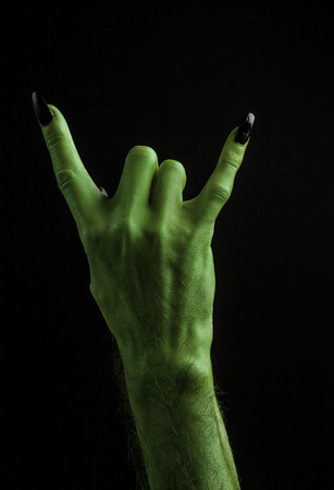 Halloween green witches or zombie monster handの写真素材