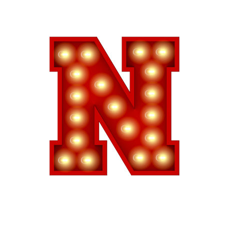 Vintage cinema theatre broadway lettering. Letter N. 3D Renderingの写真素材