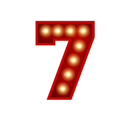 Vintage cinema theatre broadway lettering. Number 7. 3D Rendering