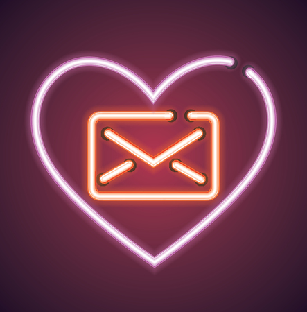 Valentine's neon love message vector signのイラスト素材
