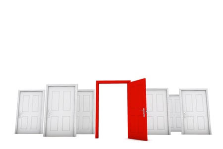 Open door isolaed on a white background. 3D Renderingの写真素材