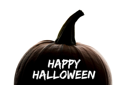Halloween pumpkin silhouette on a plain white backgroundの写真素材