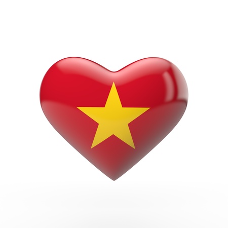 Vietnam heart flag. 3D renderingの写真素材