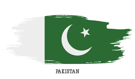Pakistan flag vector grunge paint stroke illustration.のイラスト素材