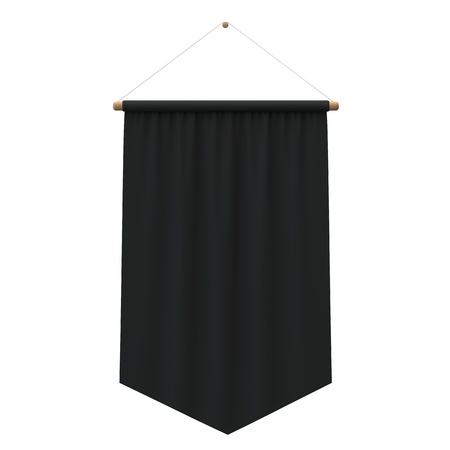 Realistic black cloth hanging banner. 3D Renderingの写真素材