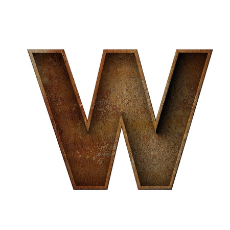 Letter W grunge rusted font. 3D Renderingの写真素材
