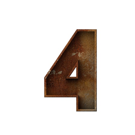 Number 4 grunge rusted font. 3D Renderingの写真素材