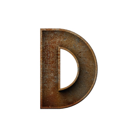 Letter D grunge rusted font. 3D Renderingの写真素材