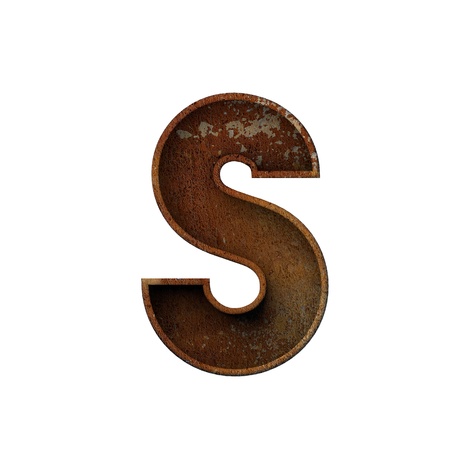 Letter S grunge rusted font. 3D Renderingの写真素材