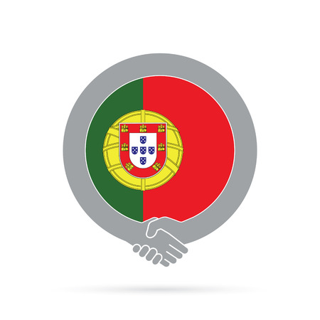 Portugal flag handshake icon. agreement, welcome, cooperation concept Vector illustration.のイラスト素材