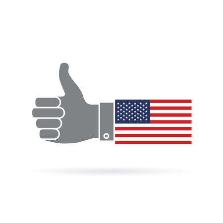 United States country flag thumbs up vector iconのイラスト素材