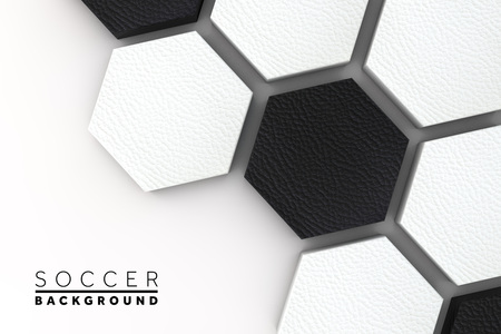 Soccer ball hexagon background. black and white football pattern. 3d Rendering