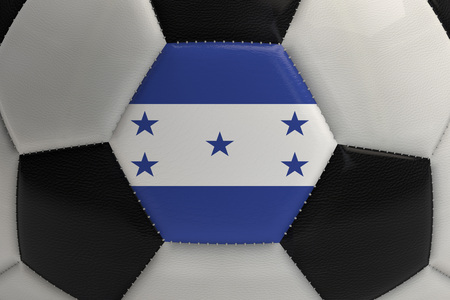 Close up of a soccer ball with Honduras flag. 3D Renderingの写真素材