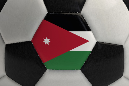 Close up of a soccer ball with Jordan flag. 3D Renderingの写真素材