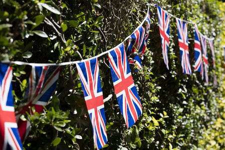 Union Jack flags hang in Windsor in preperation for the royal weddingの写真素材