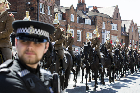 WINDSOR, UK - MAY 17th 2018: A full dress rehearsal with the armed forces for the Royal wedding of Prince Harry and Meghan Markle which takes place in Windsorのeditorial素材