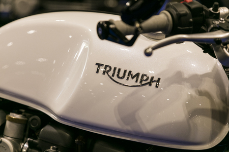 LONDON, UK - MAY 18th 2018: Triumph bikes at the confused.com London motor show at the excel convention centre. The show is the UK's largest automotive retail eventのeditorial素材
