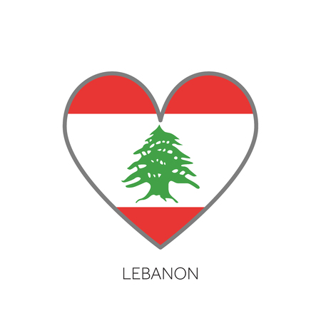 Lebanon flag romance love heart shaped vector iconのイラスト素材
