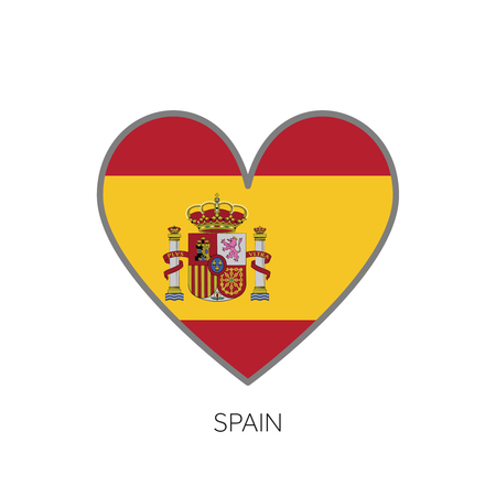 Spain flag romance love heart shaped vector iconのイラスト素材