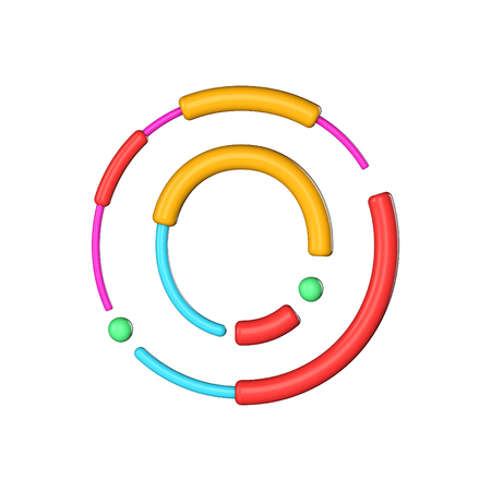 Letter O abstract modern color line font alphabet. 3D Renderingの写真素材