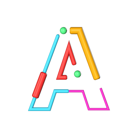 Letter A abstract modern color line font alphabet. 3D Renderingの写真素材