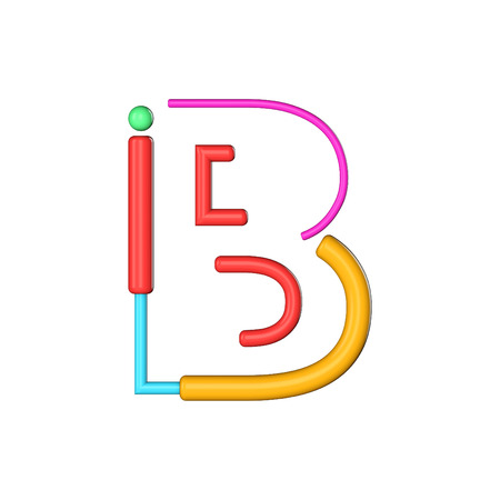 Letter B abstract modern color line font alphabet. 3D Renderingの写真素材