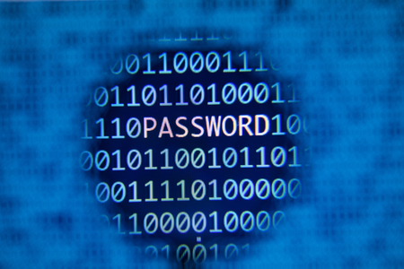 Digital binary code password security concept.の写真素材