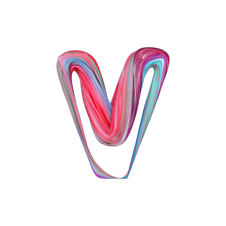 Letter V abstract alphabet. 3D Renderingの写真素材